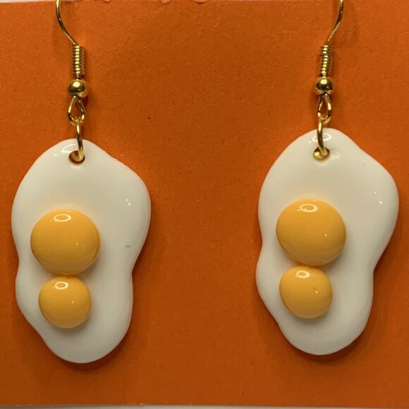 Egg Earring, Funny Food Earring, Gift Idea, Egg Jewelry, Fried Egg Earring, Eggs - Picture 3 of 6